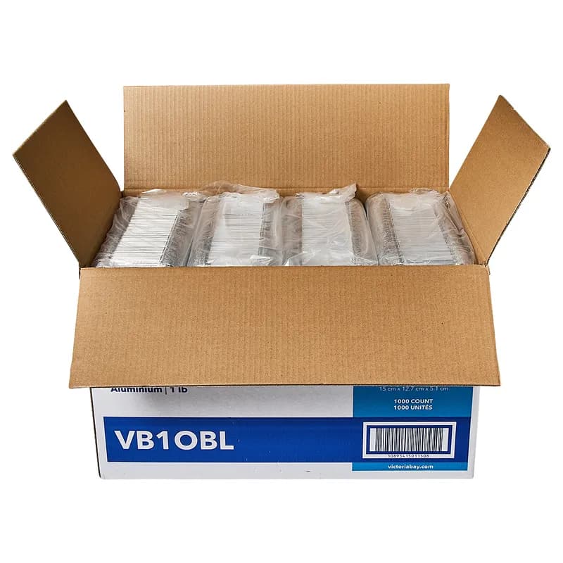 Victoria Bay Take-Out Container Base 1 LB 5.9X5X2 IN Aluminum Silver Oblong Interrupted Vertical Curl 1000/Case