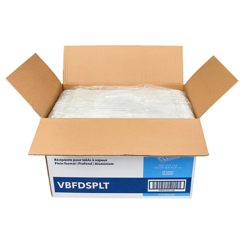 Victoria Bay Steam Table Pan Full Size Aluminum Silver Deep 50/Case