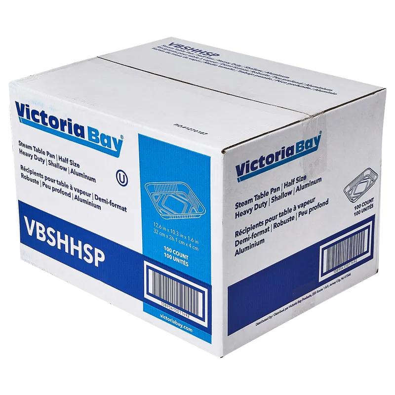 Victoria Bay Steam Table Pan 1/2 Size Aluminum Rectangle Shallow 100/Case