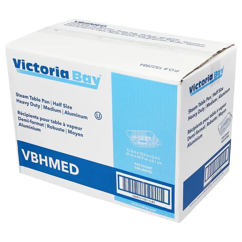 Victoria Bay Steam Table Pan 1/2 Size 107 OZ 11.75X9.375X2.1875 IN Aluminum Medium 100/Case