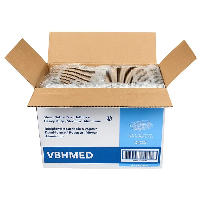 Victoria Bay Steam Table Pan 1/2 Size 107 OZ 11.75X9.375X2.1875 IN Aluminum Medium 100/Case