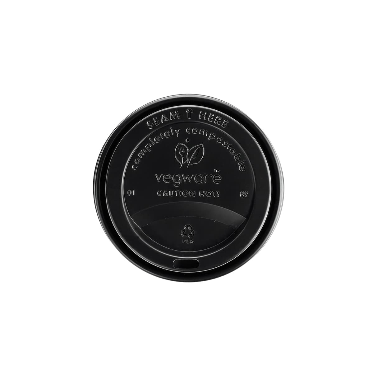 Lid Dome 3.5X0.39 IN CPLA Black For 10-20 OZ Hot Cup Sip Through 1000/Case