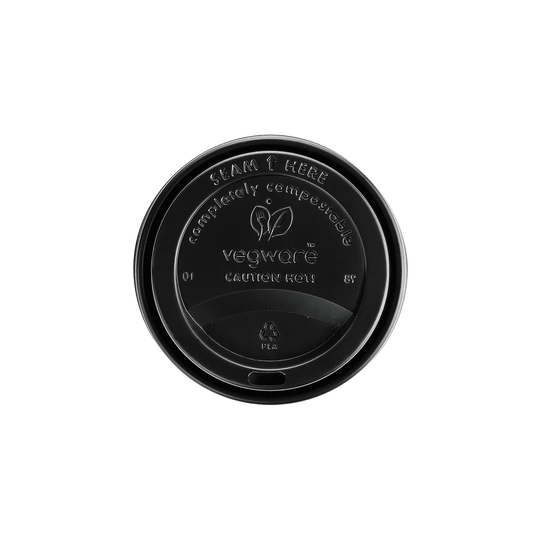 Lid Dome 3.5X0.39 IN CPLA Black For 10-20 OZ Hot Cup Sip Through 1000/Case