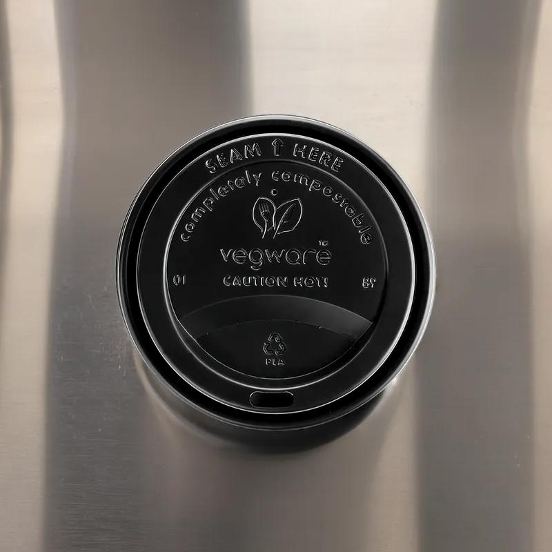 Lid Dome 3.5X0.39 IN CPLA Black For 10-20 OZ Hot Cup Sip Through 1000/Case