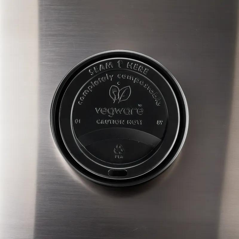 Lid Dome 3.5X0.39 IN CPLA Black For 10-20 OZ Hot Cup Sip Through 1000/Case
