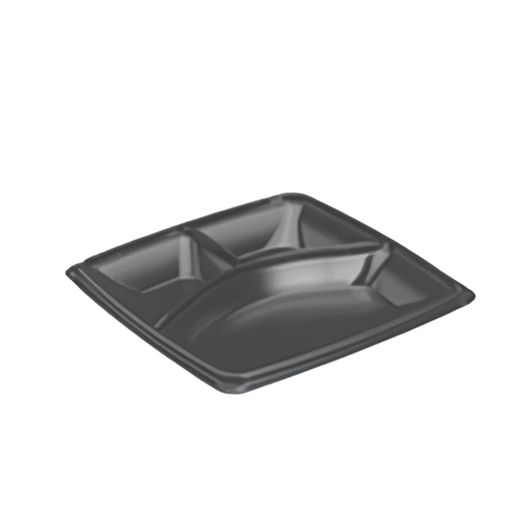 Dart® Expressions® Lid 10.2X10.2X1 IN 3 Compartment PP Black For Container Unhinged 130/Case