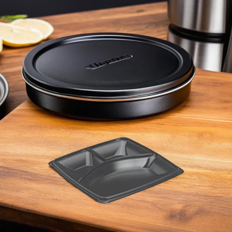 Dart® Expressions® Lid 10.2X10.2X1 IN 3 Compartment PP Black For Container Unhinged 130/Case