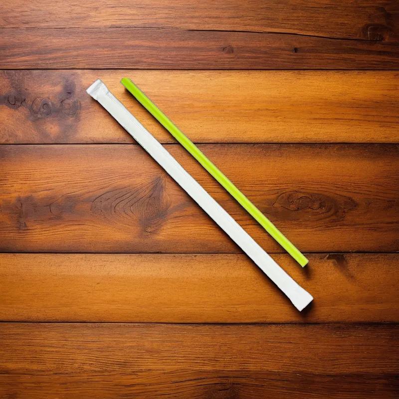 Karat® Giant Straw 0.275X9 IN PLA Green Paper Wrapped 2500/Case