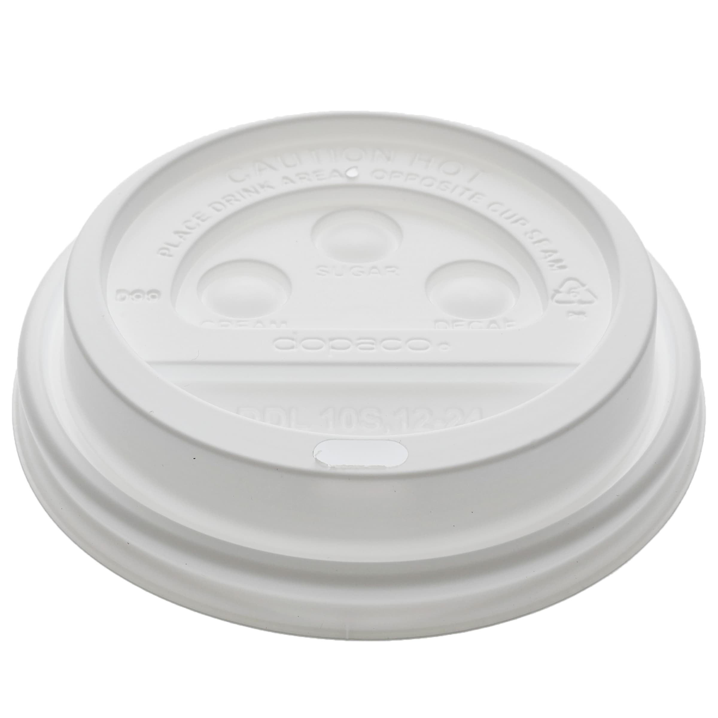 Lid Dome 3.4375X0.625 IN 1 Compartment HIPS OPS White For 10-24 OZ Hot Cup Sip Through Identification 1000/Case
