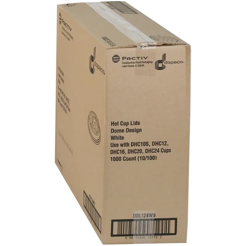 Lid Dome 3.4375X0.625 IN 1 Compartment HIPS OPS White For 10-24 OZ Hot Cup Sip Through Identification 1000/Case