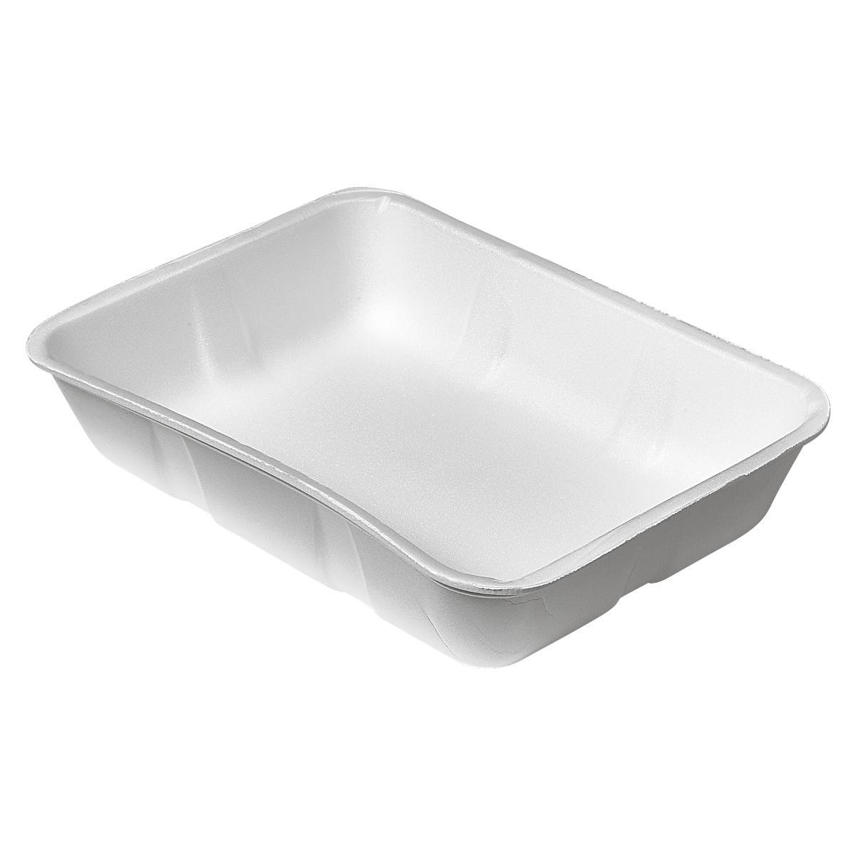 20K Meat Tray 8.75X12X2.4 IN Polystyrene Foam White Rectangle Family Pack 100/Case