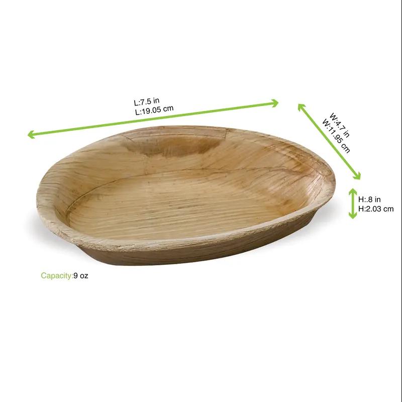 Plate Medium (MED) 7.5X4.7 IN Palm Leaf Natural Egg 10 Count/Pack 10 Packs/Case 100 Count/Case