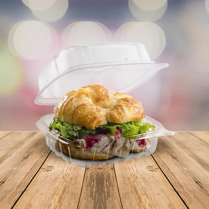 Take-Out Container Hinged With Dome Lid 6X6 IN PP Clear Square Anti-Fog 420/Case