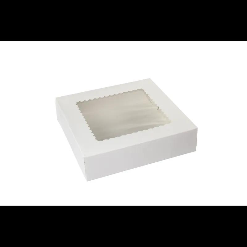 Bakery Box 10X10X2.5 IN Paperboard White 4 Corner 1-Piece Automatic With Window 150/Case