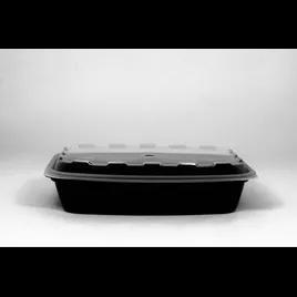 Take-Out Container Base & Lid Combo 28 OZ Plastic Black Rectangle Microwave Safe 150/Case