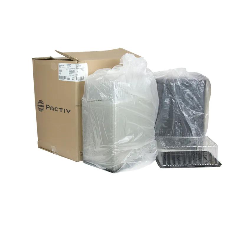 Cake Container & Lid Combo With Dome Lid 1/4 Size 15X11X5 IN PET Black Clear Fluted 65/Case