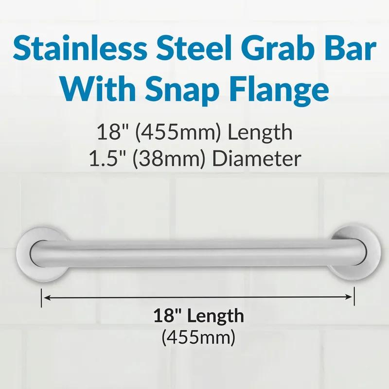 Grab Bar 1.50X18 IN Stainless Steel Straight Satin 1/Each