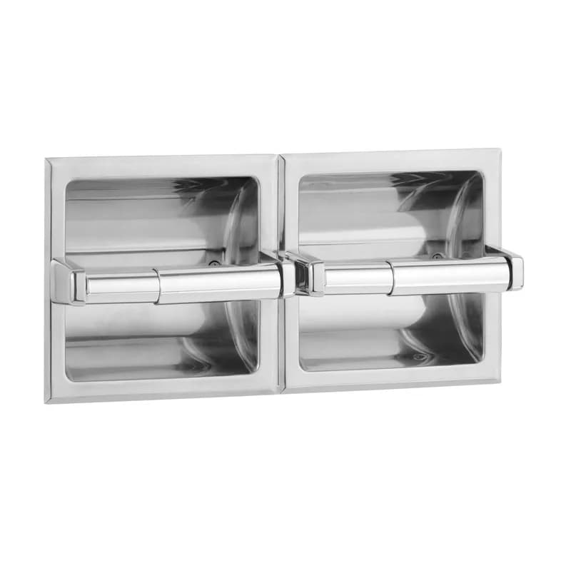 Toilet Paper Dispenser 12.31X6.13 IN Stainless Steel Satin Recessed 2-Roll 1/Each