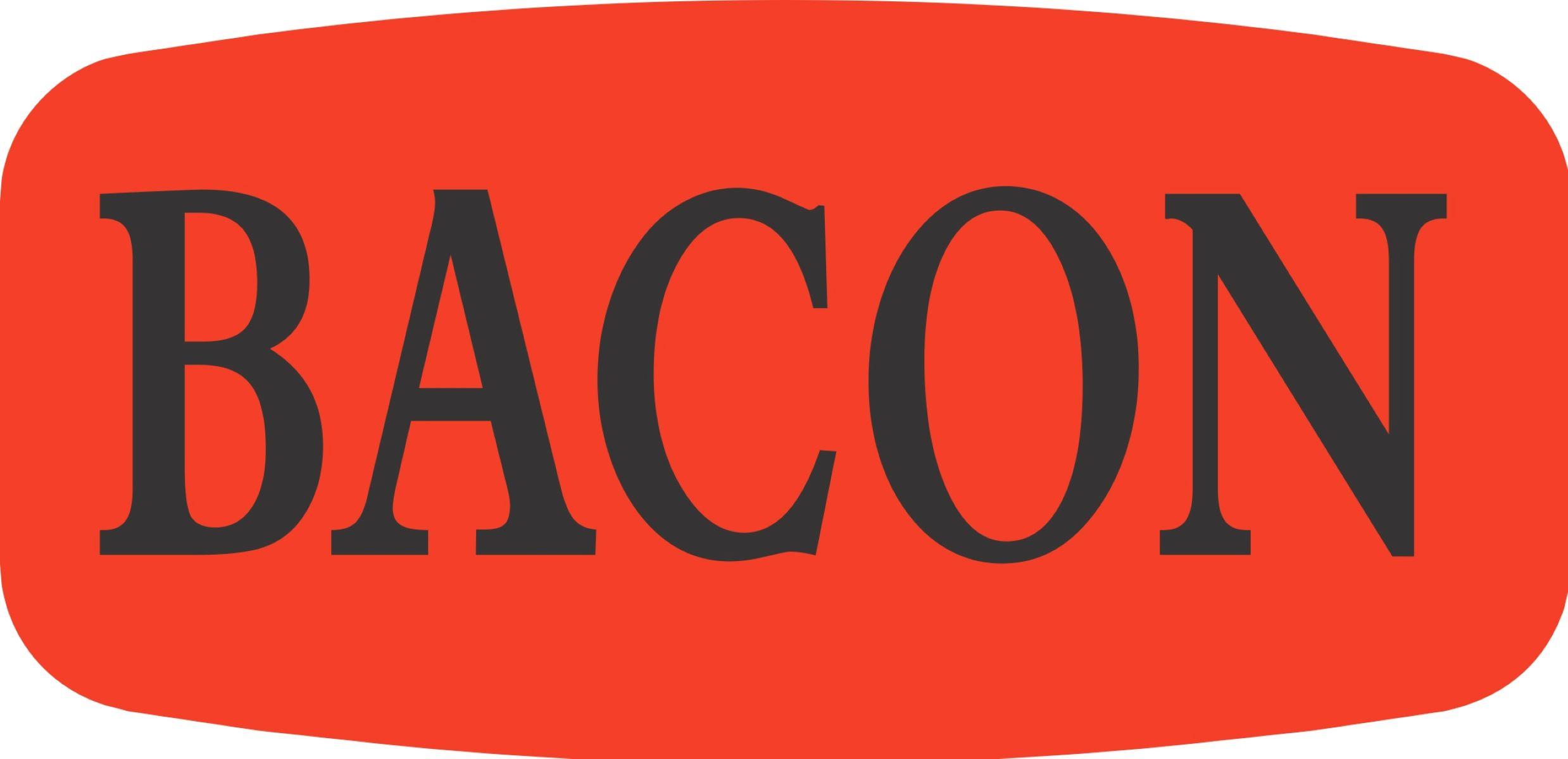 Bacon Label Black Fluorescent Red Short Oval 1000 Count/Roll 50 Rolls/Case 50000 Count/Case