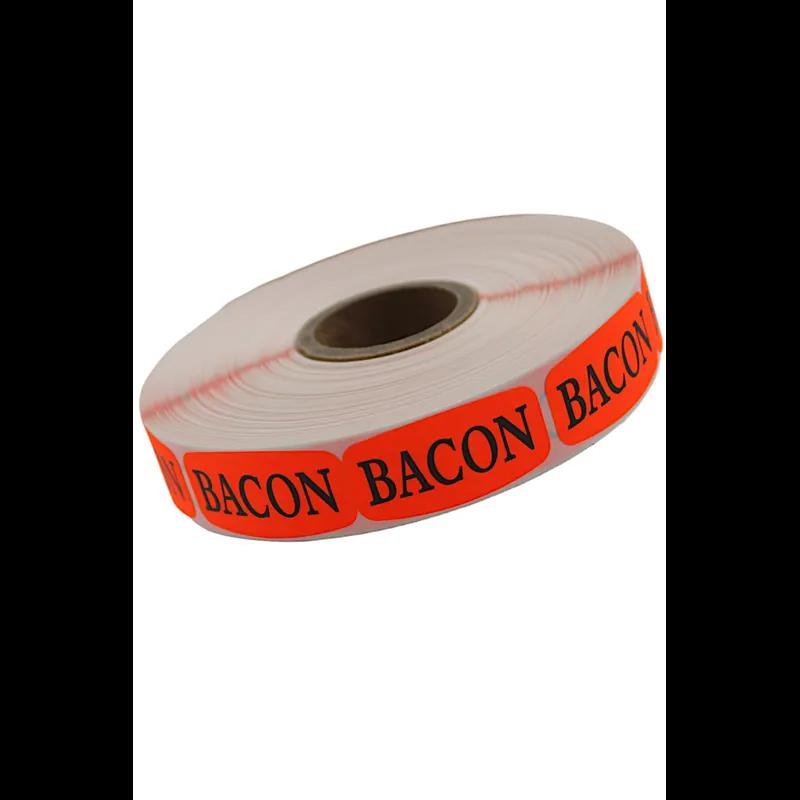 Bacon Label Black Fluorescent Red Short Oval 1000 Count/Roll 50 Rolls/Case 50000 Count/Case