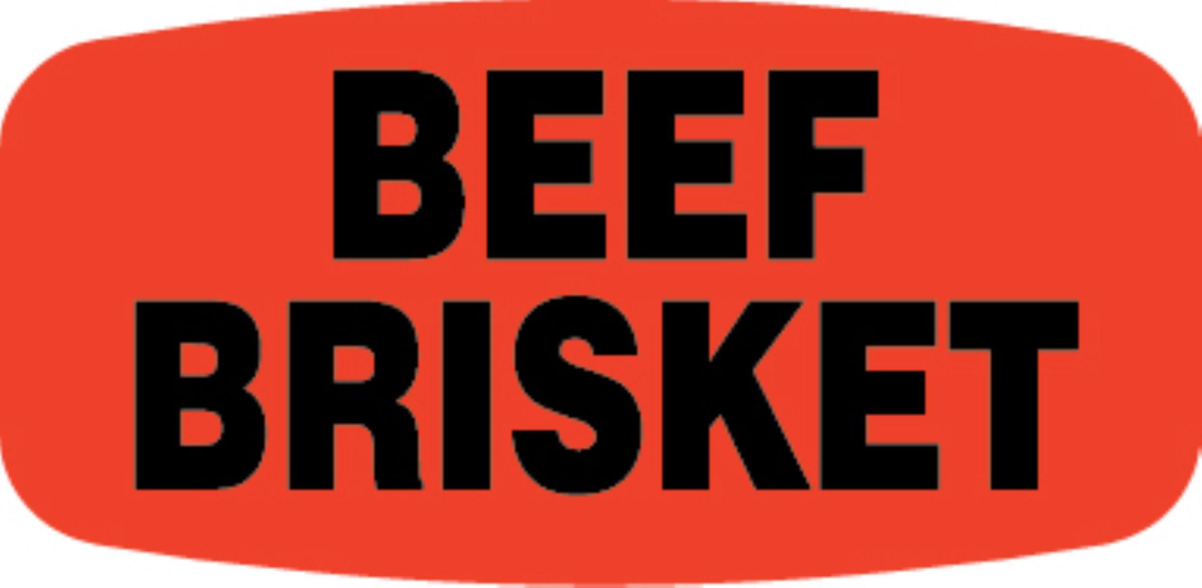 Beef Brisket Label Black Fluorescent Red Short Oval Dayglo 1000 Count/Roll 50 Rolls/Case 50000 Count/Case