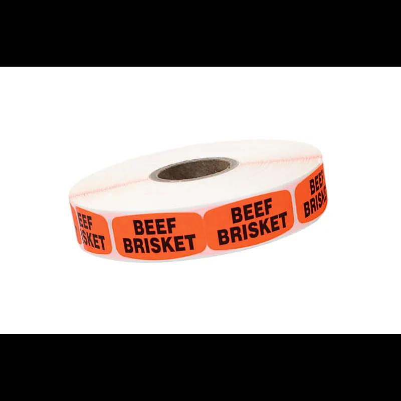 Beef Brisket Label Black Fluorescent Red Short Oval Dayglo 1000 Count/Roll 50 Rolls/Case 50000 Count/Case