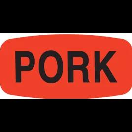 Pork Label 0.625X1.25 IN Red Oval Dayglo 1000/Roll