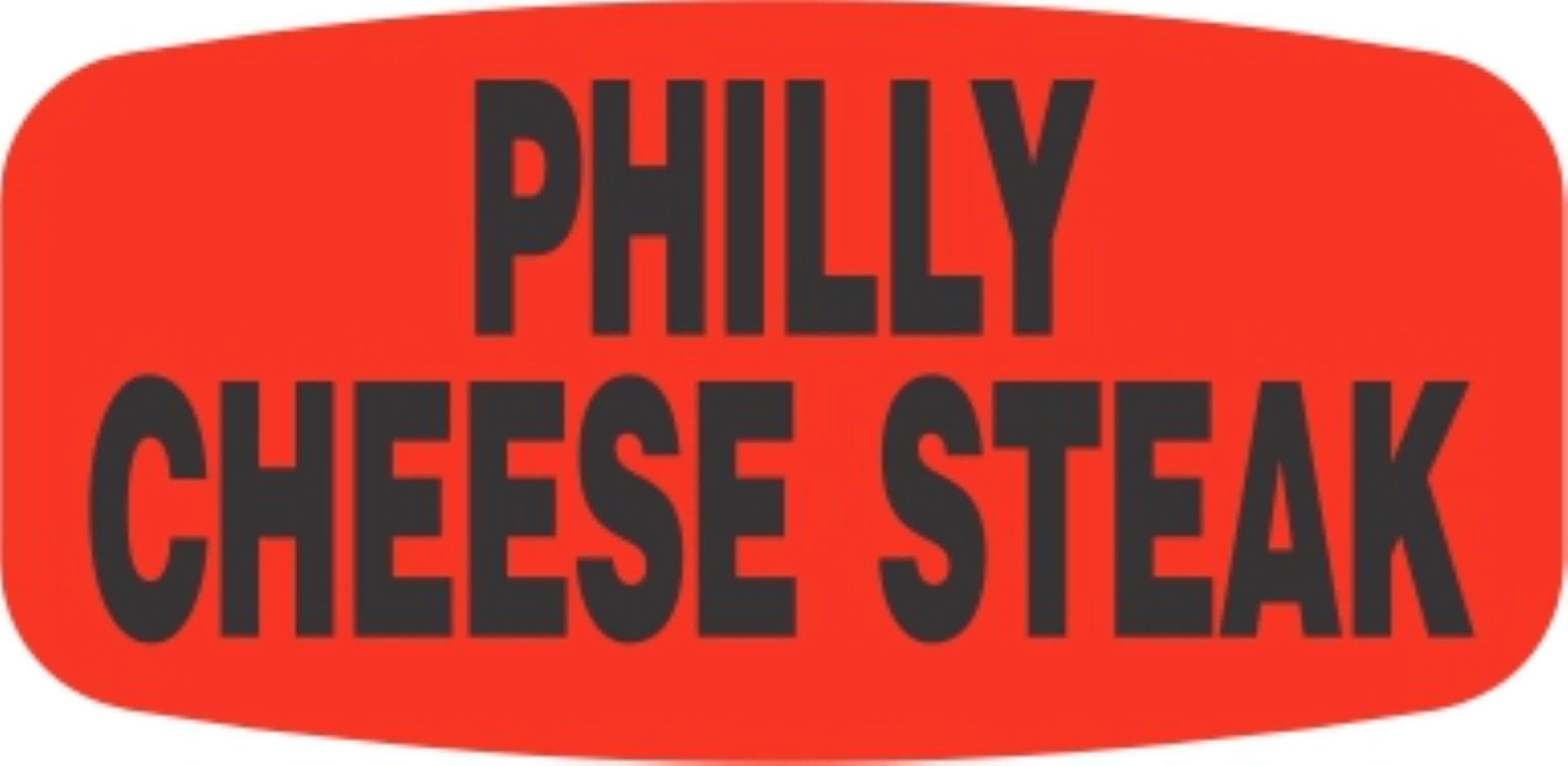 Philly Cheese Label Black Fluorescent Red Short Oval Dayglo 1000 Count/Roll 50 Rolls/Case 50000 Count/Case