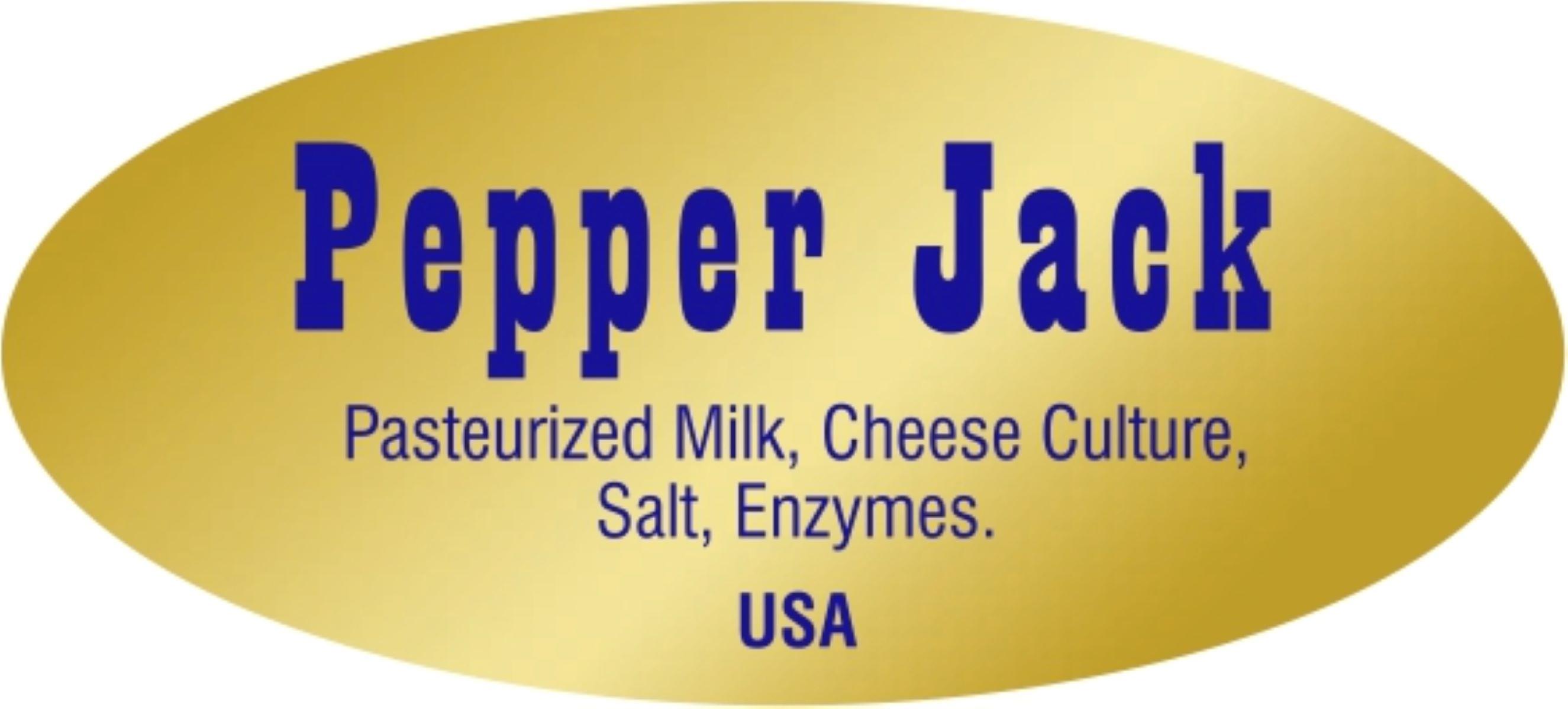 Pepper Jack Deli Label 0.875X1.9 IN Blue Gold Oval Foil 500 Count/Roll 10 Rolls/Case 5000 Count/Case