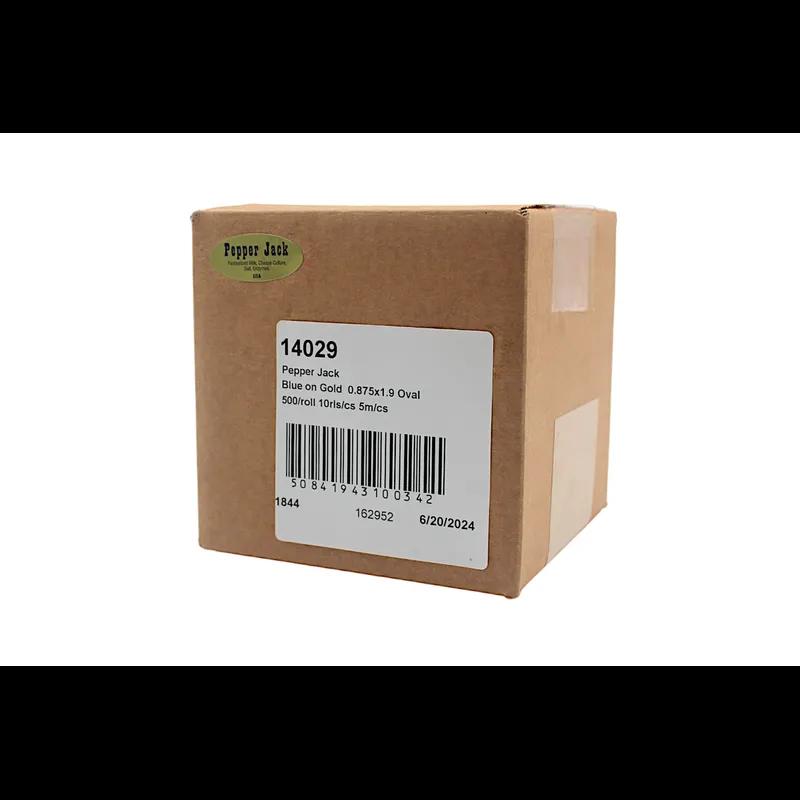 Pepper Jack Deli Label 0.875X1.9 IN Blue Gold Oval Foil 500 Count/Roll 10 Rolls/Case 5000 Count/Case