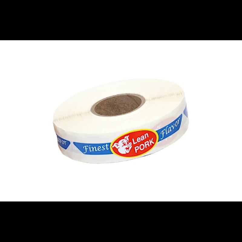Lean Pork Finest Flavor Meat Label 0.875X4 IN Yellow Red Blue Ribbon Strap 500 Count/Roll 15 Rolls/Case 7500 Count/Case