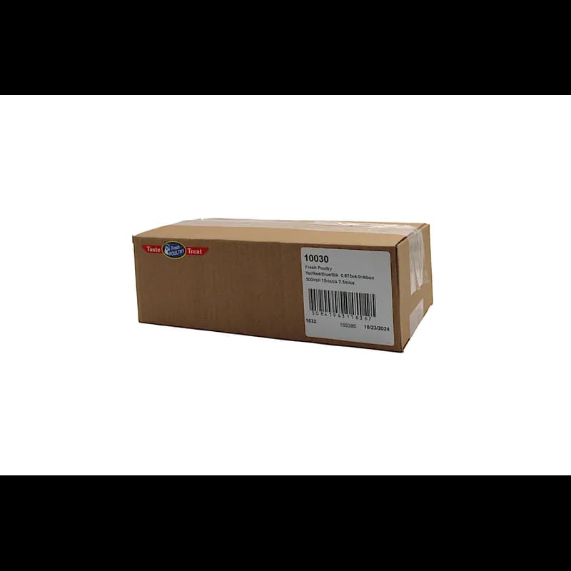 Fresh Poultry Meat Label 0.875X4 IN Yellow Red Blue Ribbon Strap 500 Count/Roll 15 Rolls/Case 7500 Count/Case