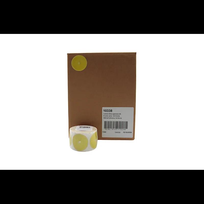 Lemon Slice Produce Label 2 IN Circle 4 Color Process 500 Count/Roll 25 Rolls/Case 12500 Count/Case
