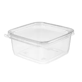 Safe-T-Fresh® Deli Container Hinged With Flat Lid 32 OZ RPET Clear Square 252/Case