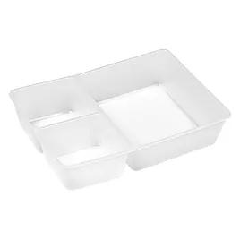 Take-Out Container Insert 40 OZ 8X6X2 IN 3 Compartment PP White Rectangle 250/Case