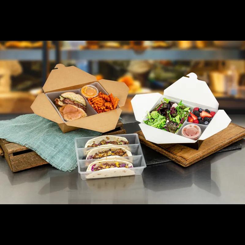 INNOBOX EDGE™ Take-Out Container Insert 40 OZ 7.4375X5.125X1.8 IN 3 Compartment PP Clear 250/Case