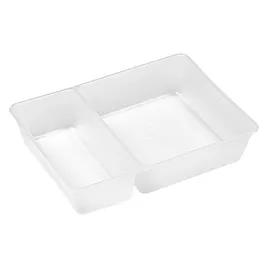 Take-Out Container Insert 43 OZ 8X6X2 IN 2 Compartment PP White Rectangle 250/Case