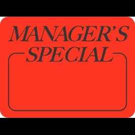 Manager's Special Promo Write In Label 1.5X2 IN Black Fluorescent Red Write On 1000 Count/Roll 20 Rolls/Case