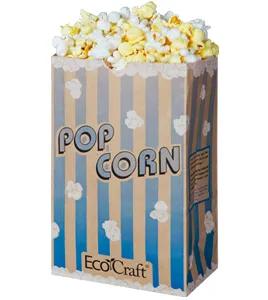 Bagcraft® EcoCraft® Popcorn Bag 8.625X5.5X3.25 IN 85 OZ Paper Poly Blend Blue Stripe 500/Case