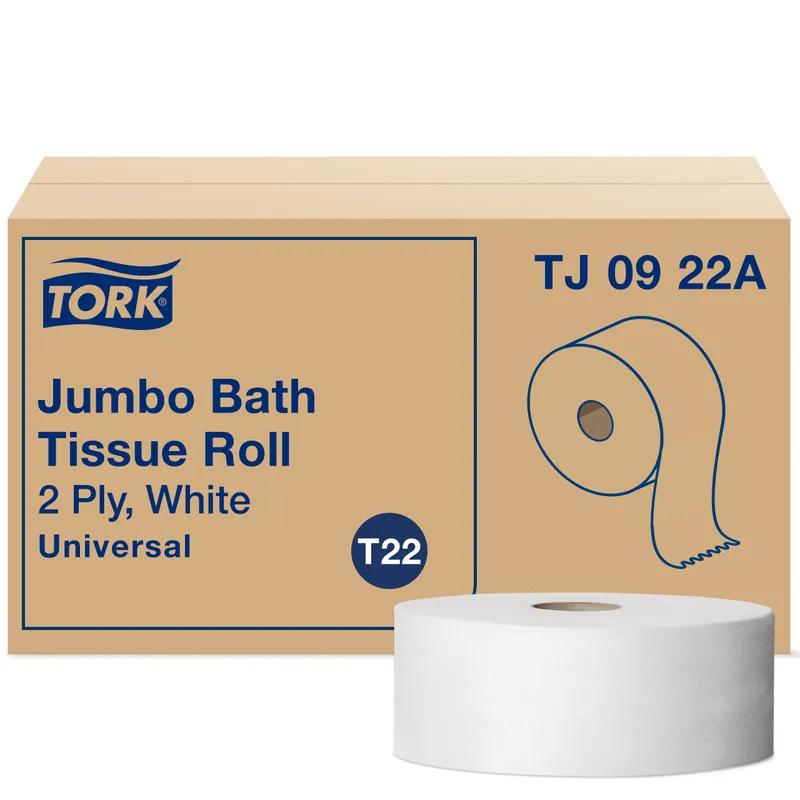 Tork Toilet Paper & Tissue Roll T22 3.36IN X1000FT 2PLY White Jumbo (JRT) Universal Refill 12 Rolls/Case
