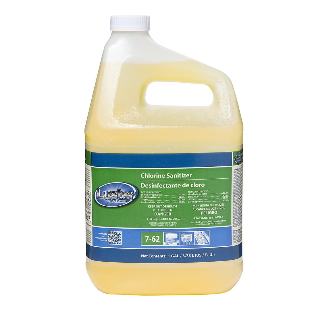 Luster® Professional Dishmachine Sanitizer 1 GAL Liquid Chlorine 2/Case