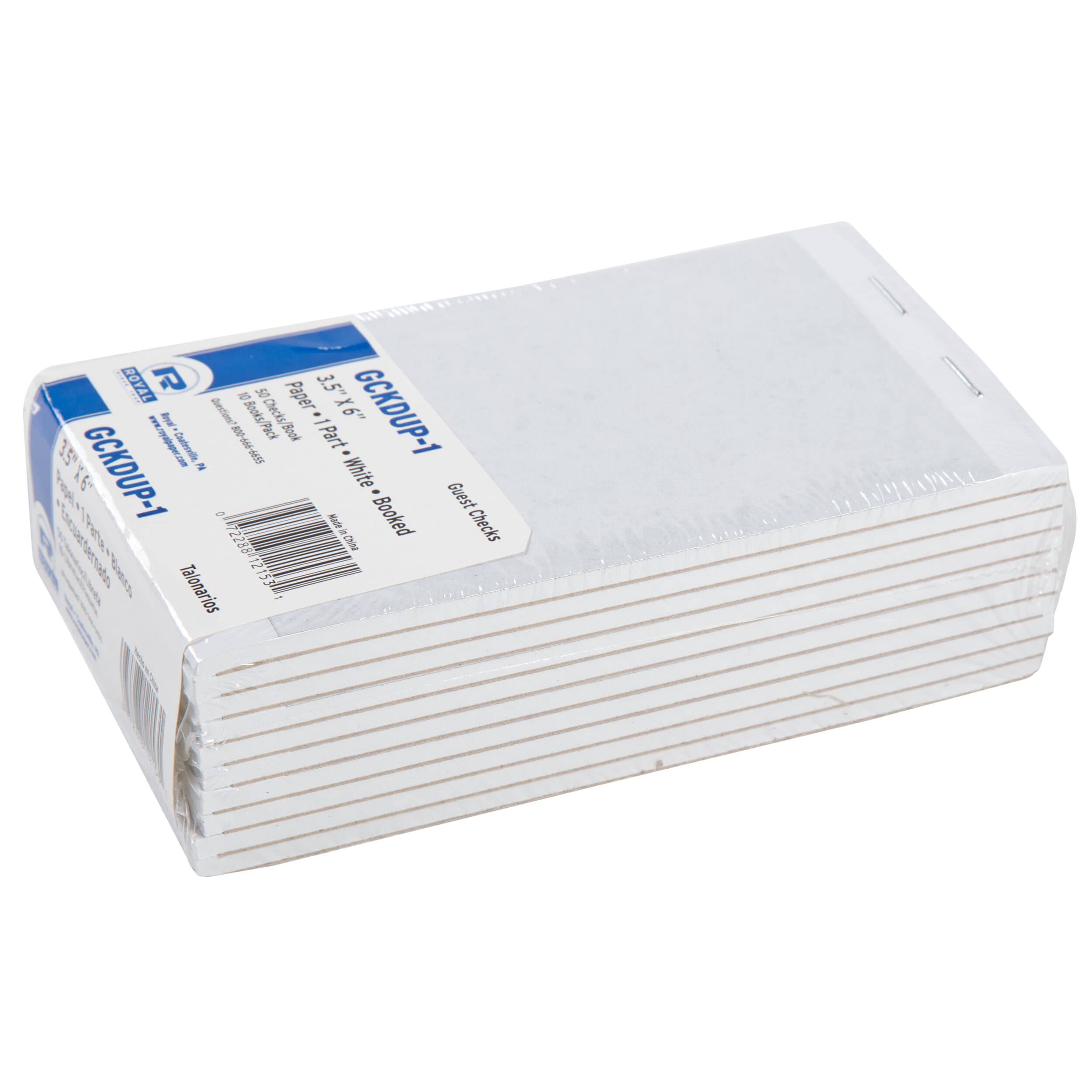 Guest Check Small (SM) Paper White 1-Part Booked Unlined 50 Count/Pack 100 Packs/Case 5000 Count/Case