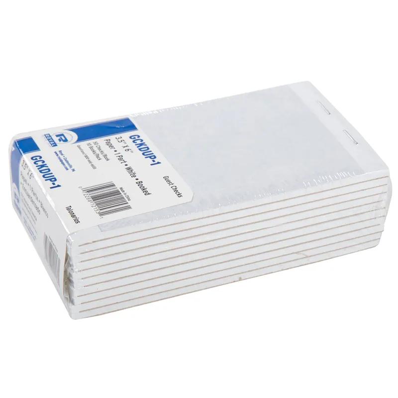 Guest Check Small (SM) Paper White 1-Part Booked Unlined 50 Count/Pack 100 Packs/Case 5000 Count/Case