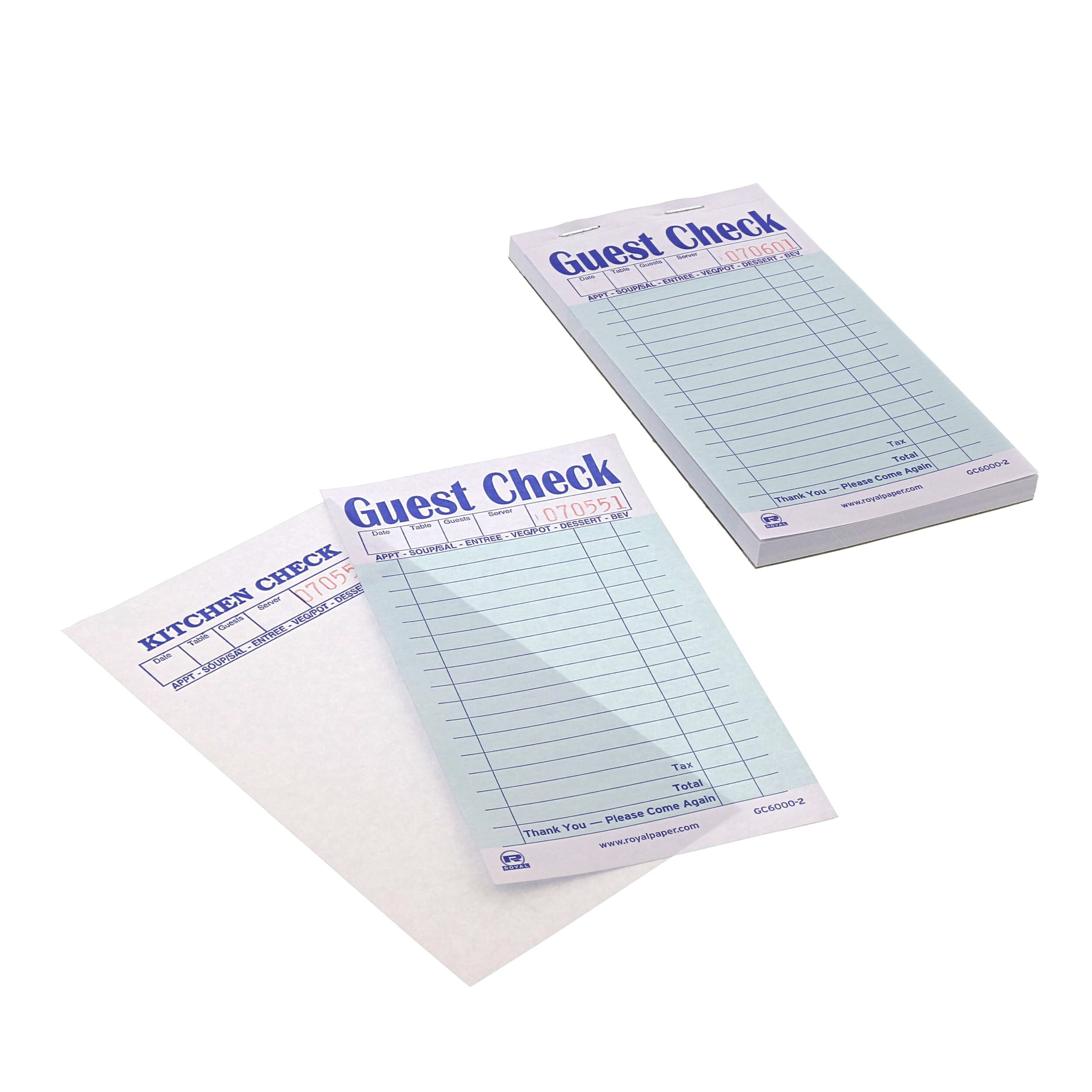 Guest Check Medium (MED) Paper Green 2-Part Booked Duplicate Carbon Interleav 10 Count/Pack 5 Packs/Case 50 Count/Case