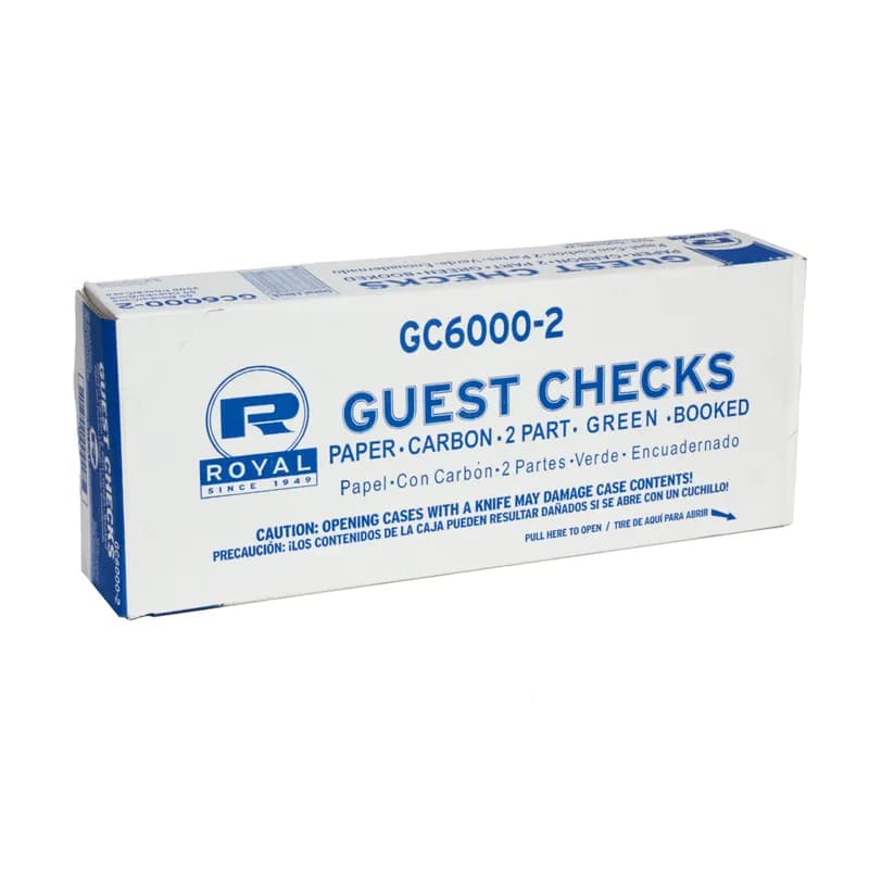 Guest Check Medium (MED) Paper Green 2-Part Booked Duplicate Carbon Interleav 10 Count/Pack 5 Packs/Case 50 Count/Case