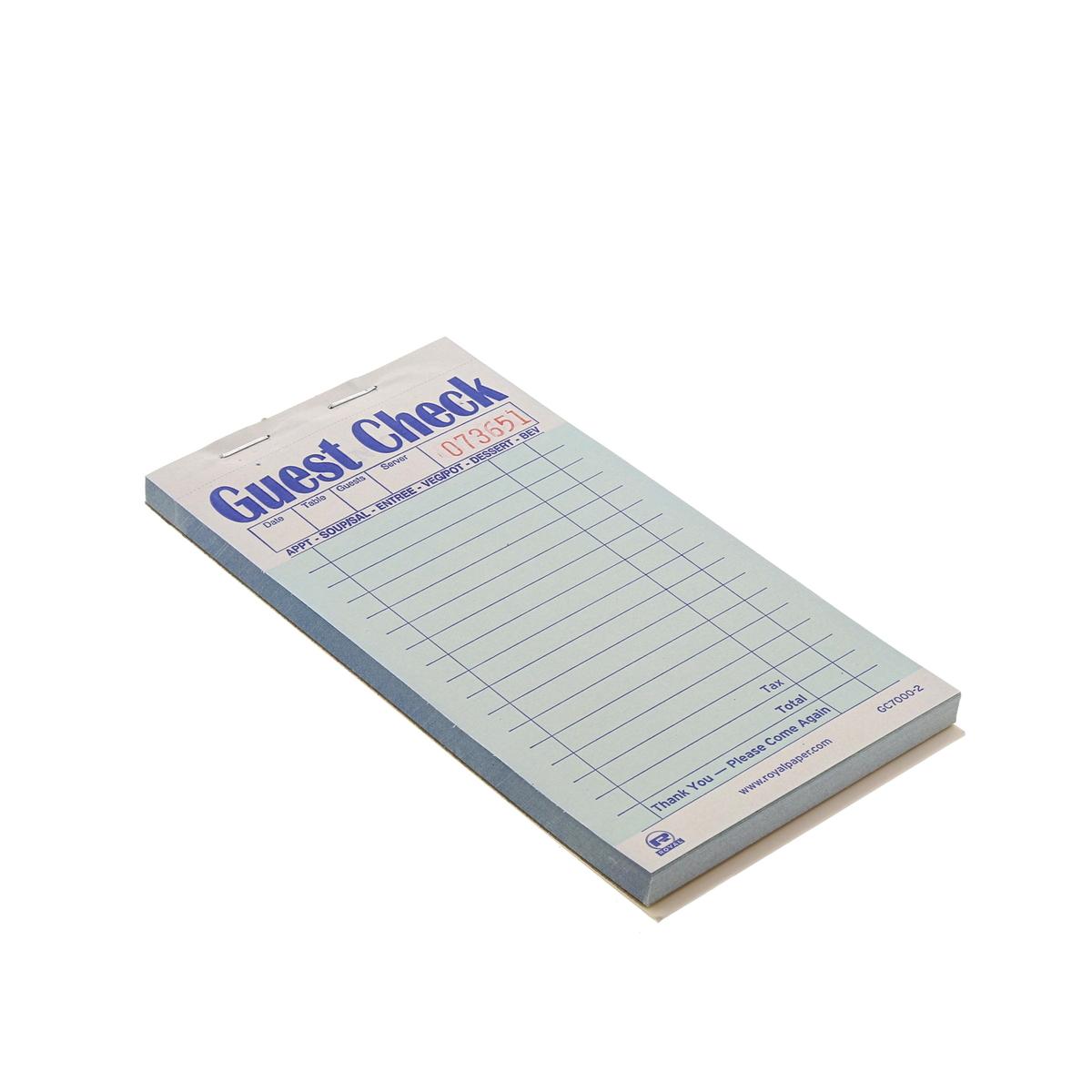 Guest Check Paper Green Carbonless 2-Part Booked 17 Lines 10 Count/Pack 5 Packs/Case 50 Count/Case