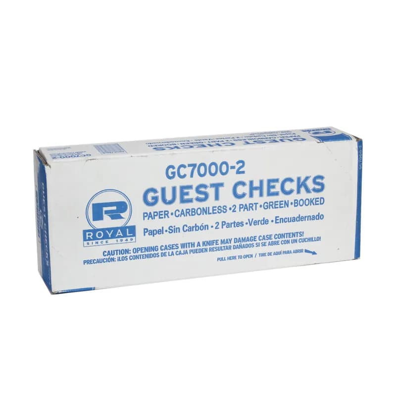 Guest Check Paper Green Carbonless 2-Part Booked 17 Lines 10 Count/Pack 5 Packs/Case 50 Count/Case