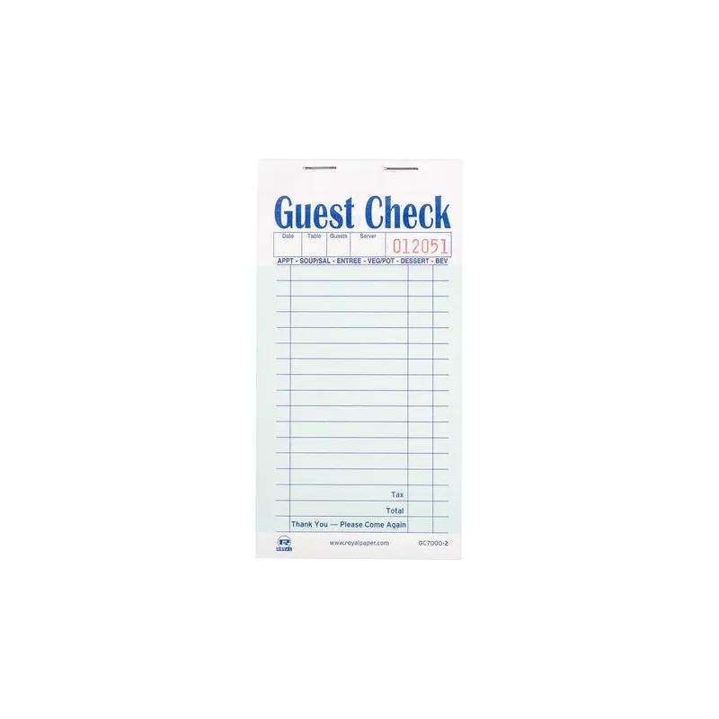 Guest Check Paper Green Carbonless 2-Part Booked 17 Lines 10 Count/Pack 5 Packs/Case 50 Count/Case