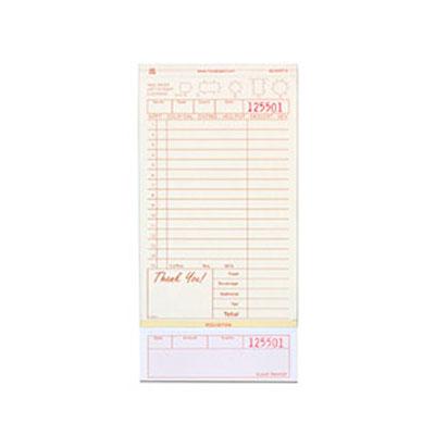 Guest Check 8.5X4.2 IN Tan Carbonless 3 Part 15 Line 250 Count/Pack 8 Packs/Case 2000 Count/Case
