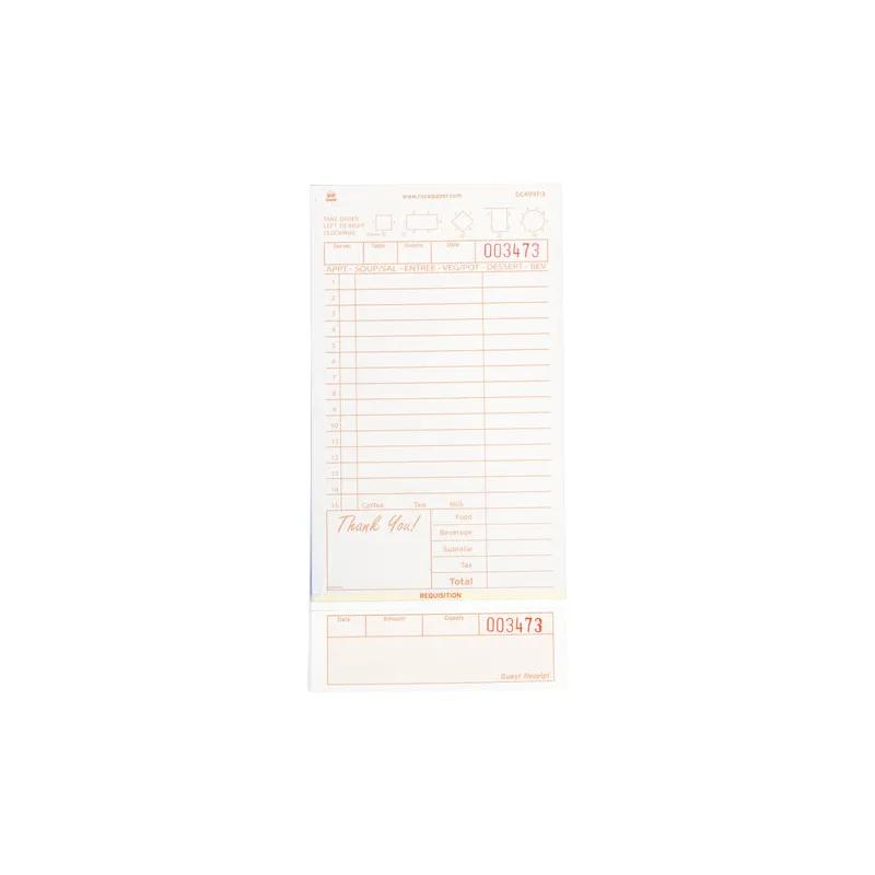 Guest Check 8.5X4.2 IN Tan Carbonless 3 Part 15 Line 250 Count/Pack 8 Packs/Case 2000 Count/Case